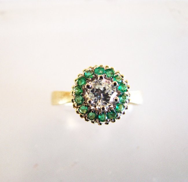 Anniversary Ring Diamond Emerald .77Ct 14k Y/g (1 of 5)
