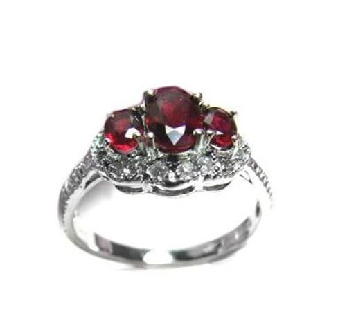 Ruby ring 1.10Ct & Diamond .20Ct 14K W/g - 2