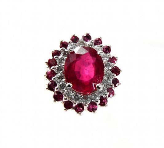 Ruby: 5.32 Diamond: .72CT Ring 14k White Gold - 2