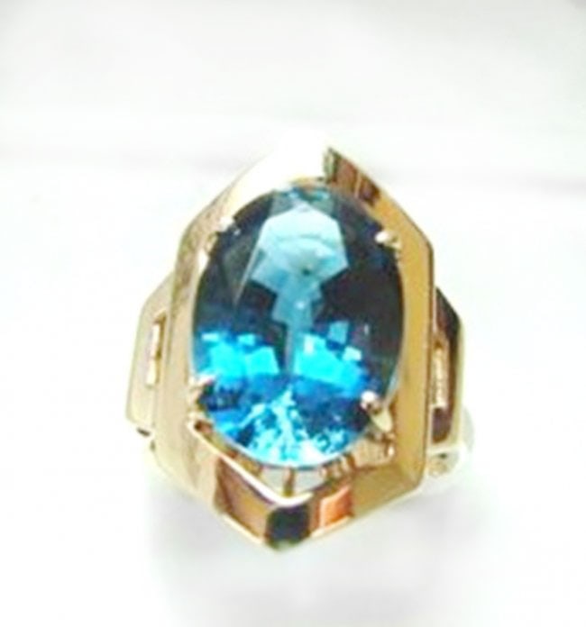 Ring Natural London Blue Topaz 6.84Ct 14k Y/g (1 of 3)