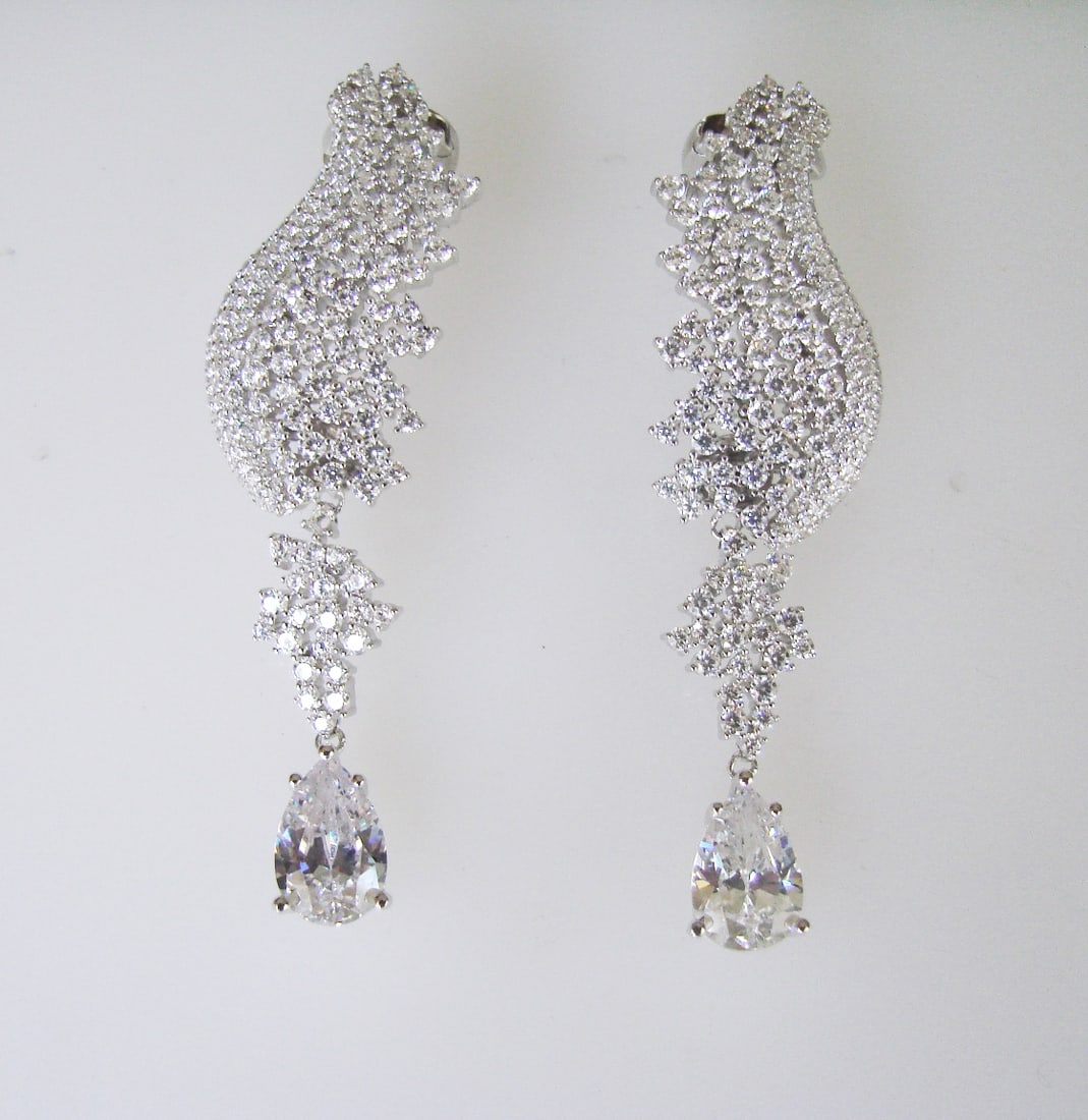 Creation Diamond Earring 22.58Ct 18k W/g Overlay (1 of 3)