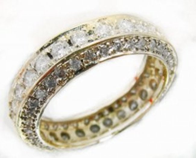 Diamond Eternity Ring 2.66Ct 14k Y/g: Gem Type: Natural Diamond Condition: New Item: Ring (Size: 7) Band thickness 2-mm Diamond Weight: 2.66 carat Round Brilliant Clarity: SI2, Color: H , Treatment: None Setting:Pave Metal: 14k solid yell