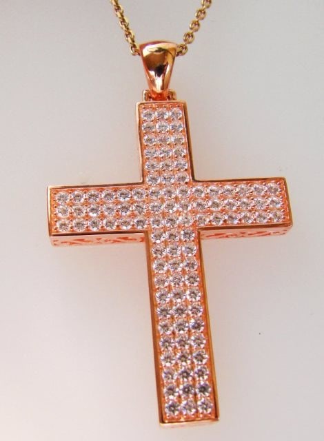 Cross Pendant Dia:Creation 2.48Ct 18k R/g Over (1 of 4)