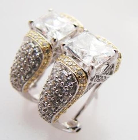 Creation Diamonds Earring 4.30ct 18k W-Y/g Over (1 of 4)