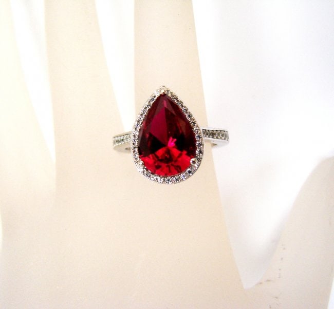 Creation Daimond Ruby Ring 7.16Ct 18k W/g Overlay - 4