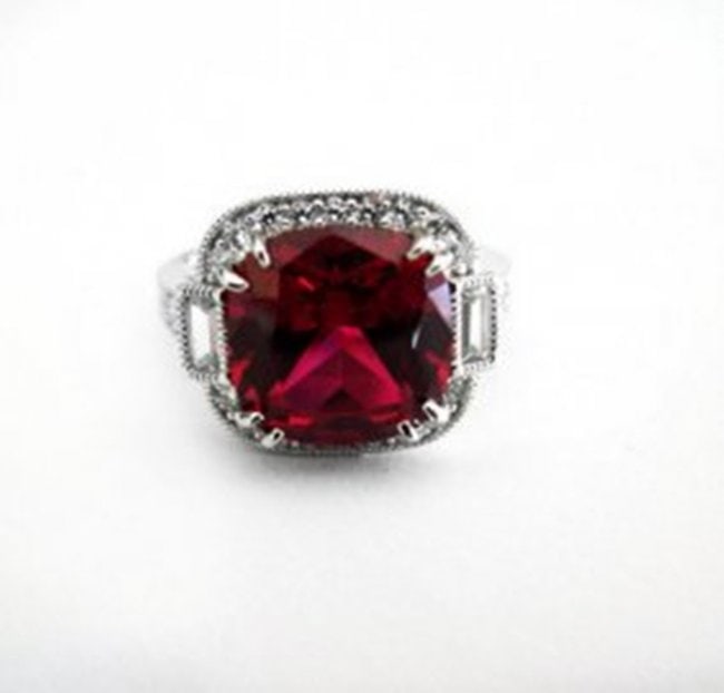 Creation Daimond Ruby Ring 7.61Ct 18k W/g Overlay (1 of 5)