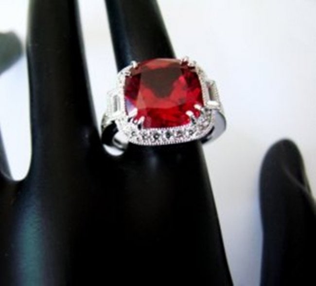 Creation Daimond Ruby Ring 7.61Ct 18k W/g Overlay - 2