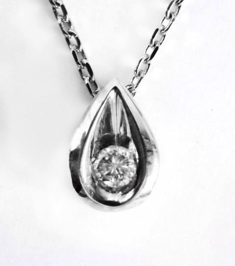 Diamond Design Pear Shape Pendant .23Ct 14k Wg (1 of 3)