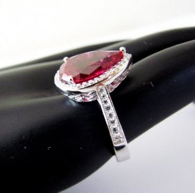 Creation Daimond Ruby Ring 7.16Ct 18k W/g Overlay - 3
