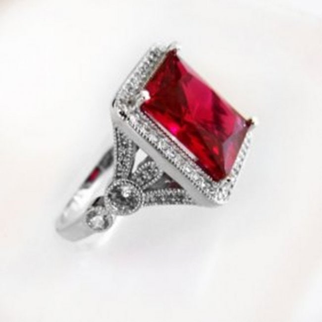 Creation Daimond Ruby Ring 8.61Ct 18k W/g Overlay - 2