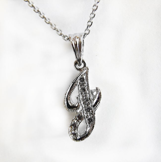 Initial Pendant 'I' Diamond .08Ct 14k W/g (1 of 3)