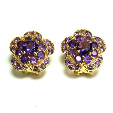 Natural Amethyst Earrings 3.95Ct 18k Y/g Overlay (1 of 2)