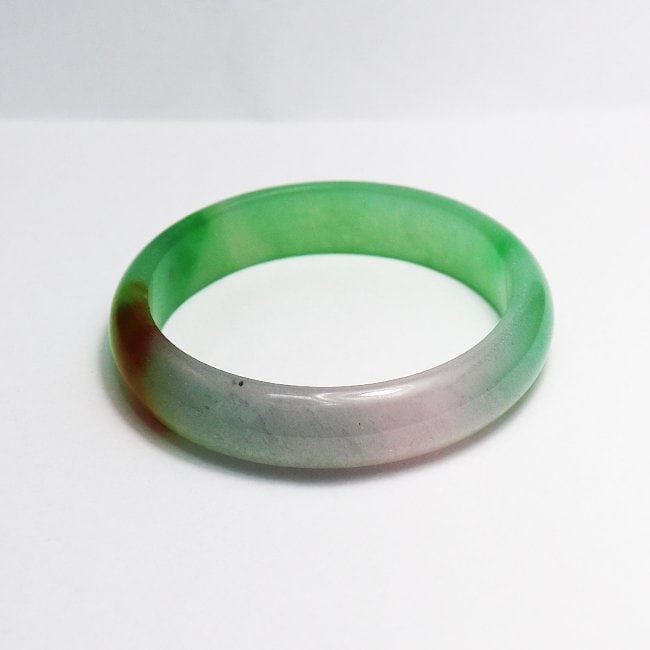 Translucent Solid Multi-Color Chinese Jade Bangle - 4