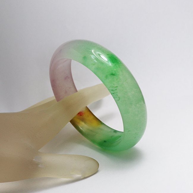 Translucent Solid Multi-Color Chinese Jade Bangle Size: - 2