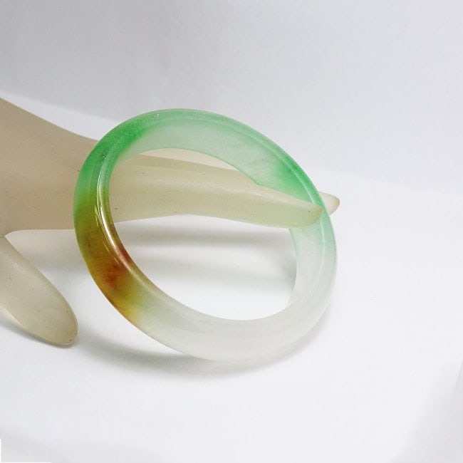 Translucent Solid Multi-Color Chinese Jade Bangle Size: - 3