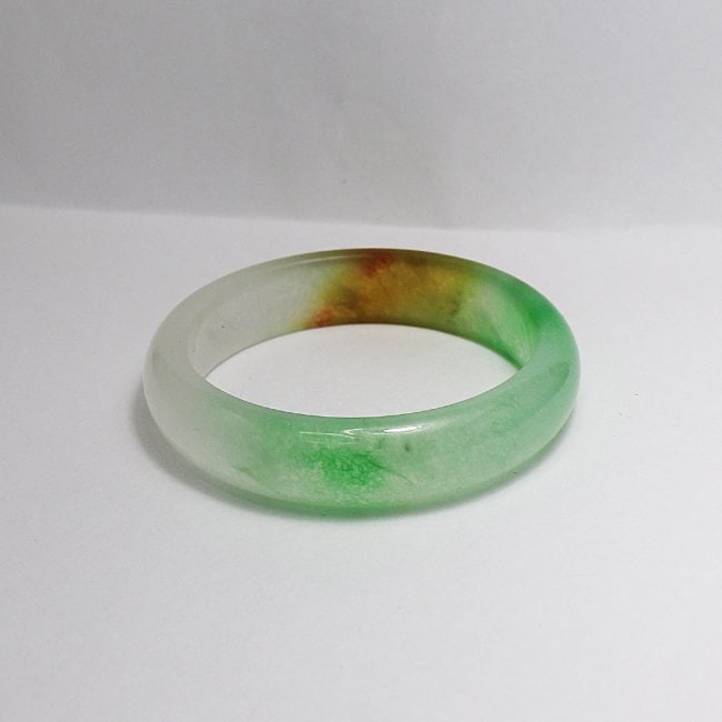 Translucent Solid Multi-Color Chinese Jade Bangle Size: - 4