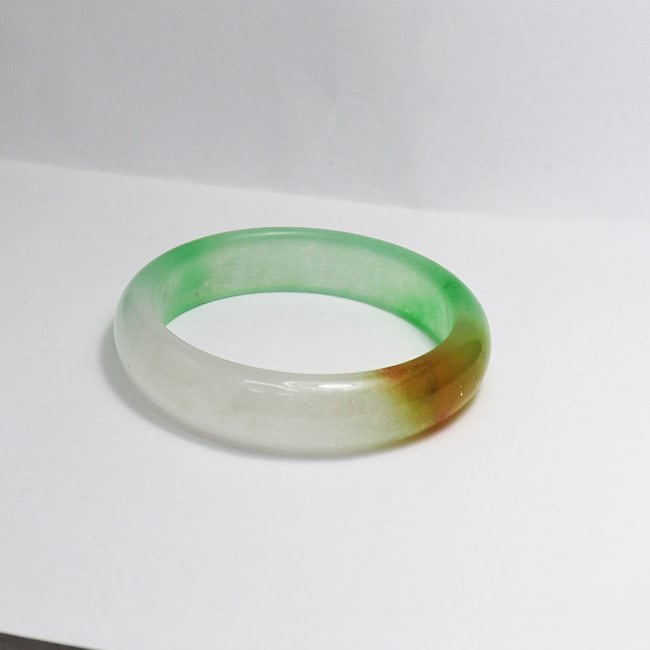 Translucent Solid Multi-Color Chinese Jade Bangle Size: - 5