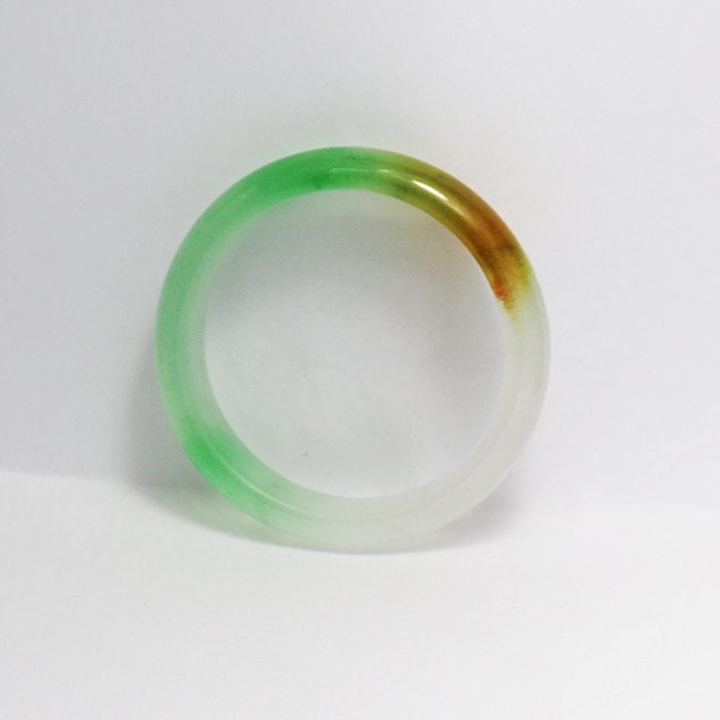 Translucent Solid Multi-Color Chinese Jade Bangle Size: - 6