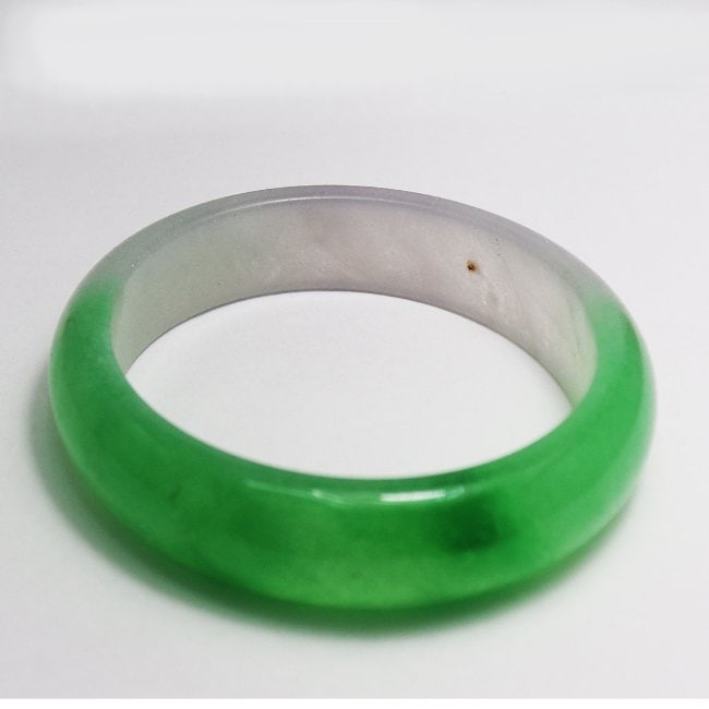Translucent Solid Green/Violet Chinese Jade Bangle Size - 3
