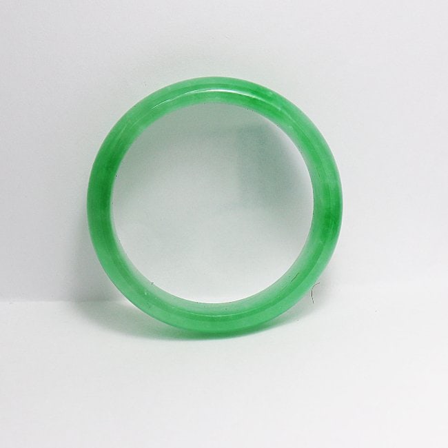 Translucent Solid Green Chinese Jade Bangle Size: 7 - 4