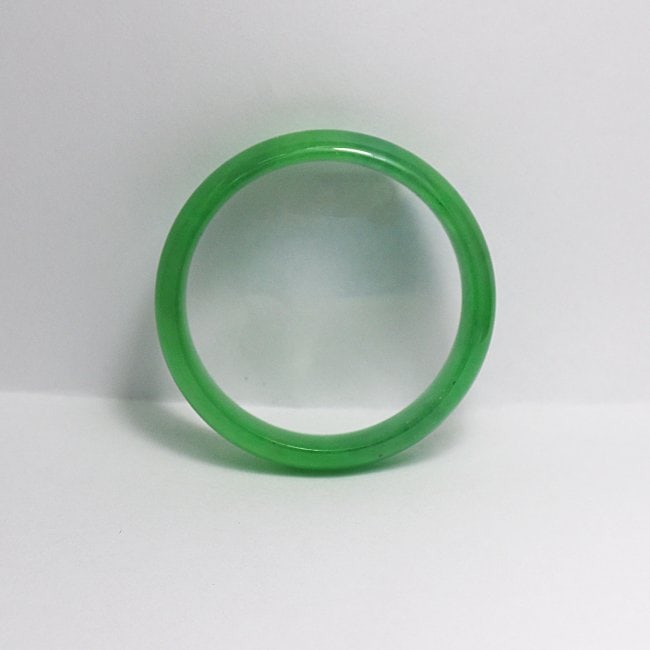 Translucent Solid Green Chinese Jade Bangle Size: 6 - 3