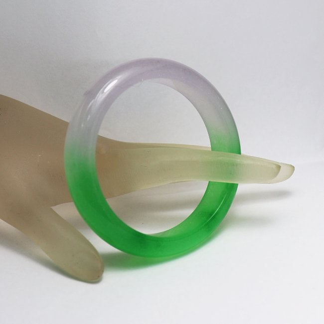 Natural Translucent Solid Green/Light Violet Chinese Ja - 2
