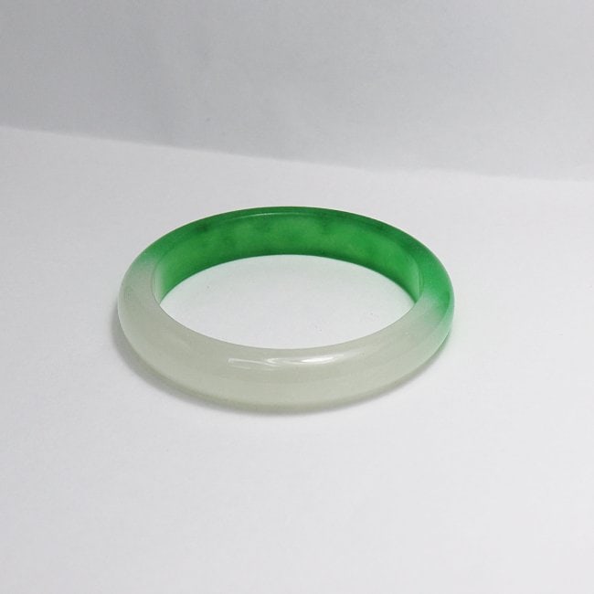 Natural Translucent Solid Green/Creamy Chinese Jade - 2