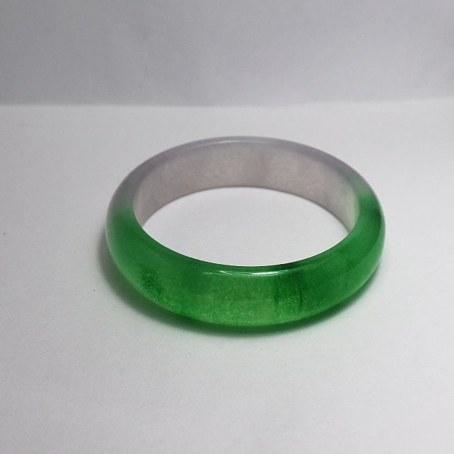 Translucent Solid Green/ Light Violet Chinese Jade Bang - 4