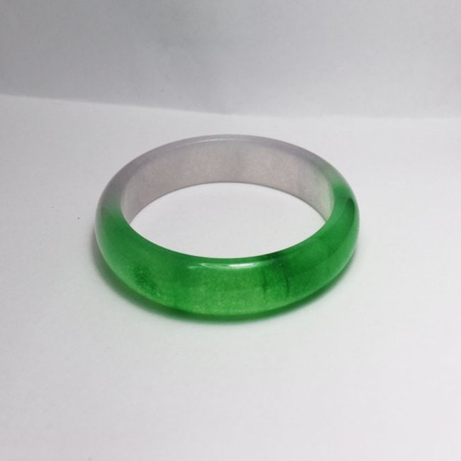 Translucent Solid Green/ Light Violet Chinese Jade Bang - 5