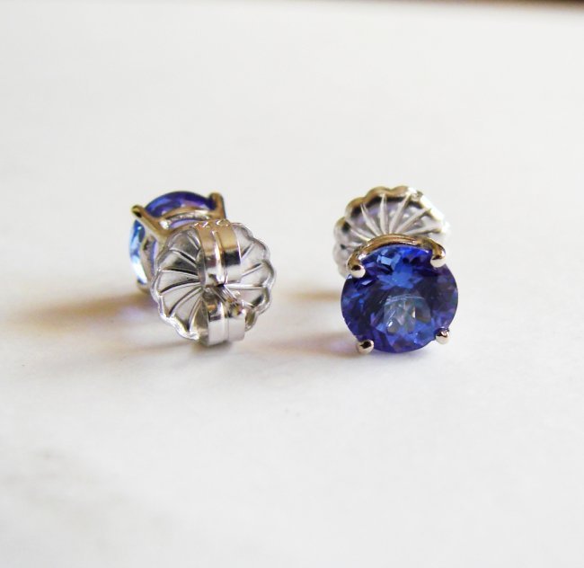 Natural Tanzanite Stud Earrings 2.29Ct 14k W/G - 3
