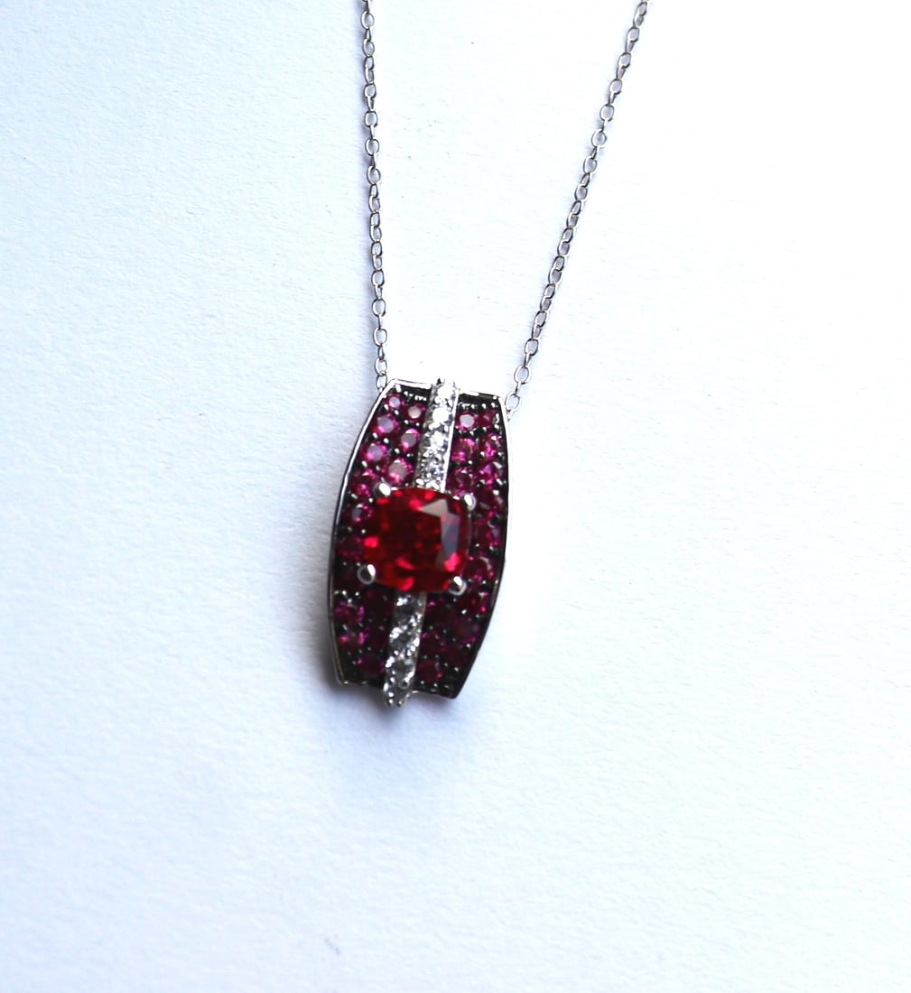 Creation Dia/Ruby Pendant 3.75Ct 18kW/g Overlay (1 of 3)