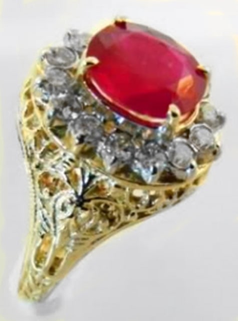 Ruby Diamond Ring 3.90Ct 14k Y/g - 3
