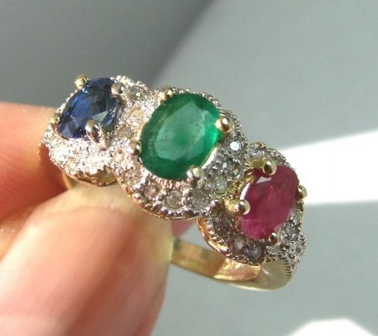 Multi Colored Ring 2.10Ct Diamond:1.00Ct 14k Y/g (1 of 3)