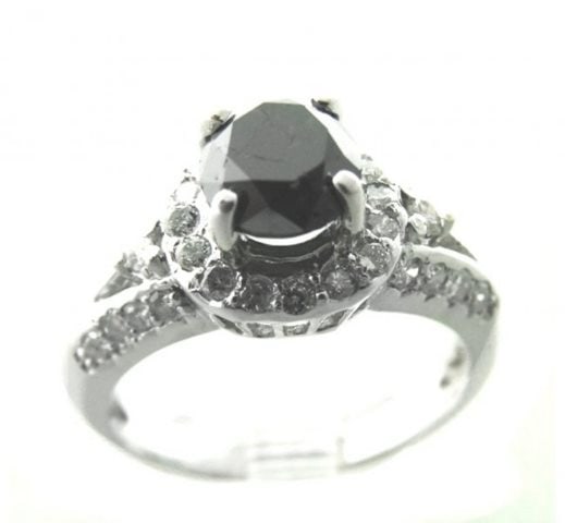 Black/White Diamond Ring 2.18Ct 14K White Gold (1 of 3)