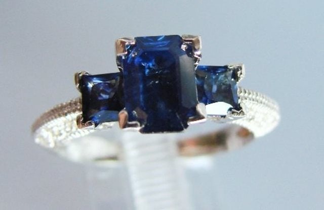 Blue Sapphire Ring: 1.80CT Diamond: .20CT 14k W/g (1 of 4)