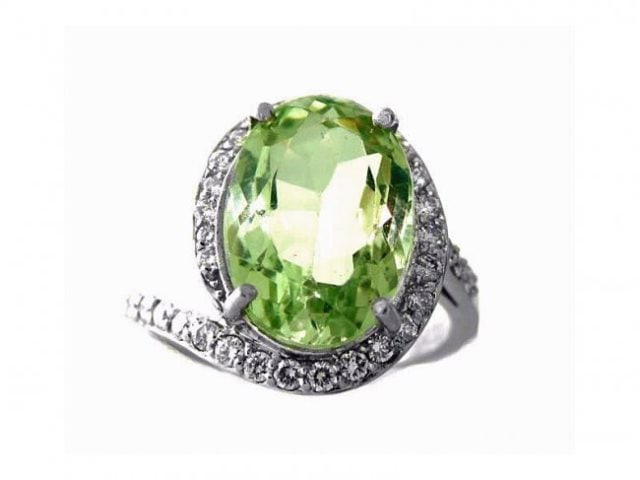Green Amethyst Diamond Ring 10.20Ct 14k W/g (1 of 3)