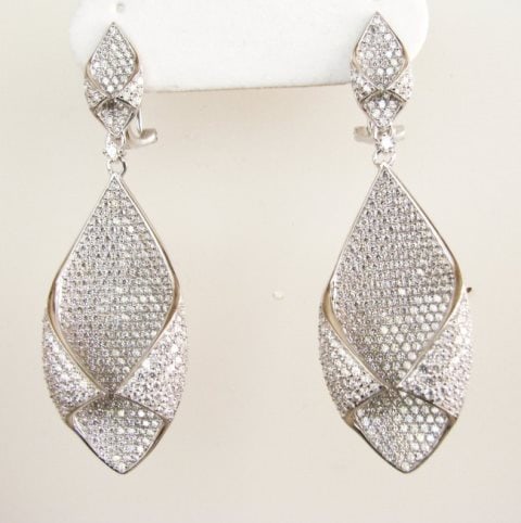 Creation Diamond Chandeliers Ear 5.24Ct 18k W/g Overlay (1 of 2)