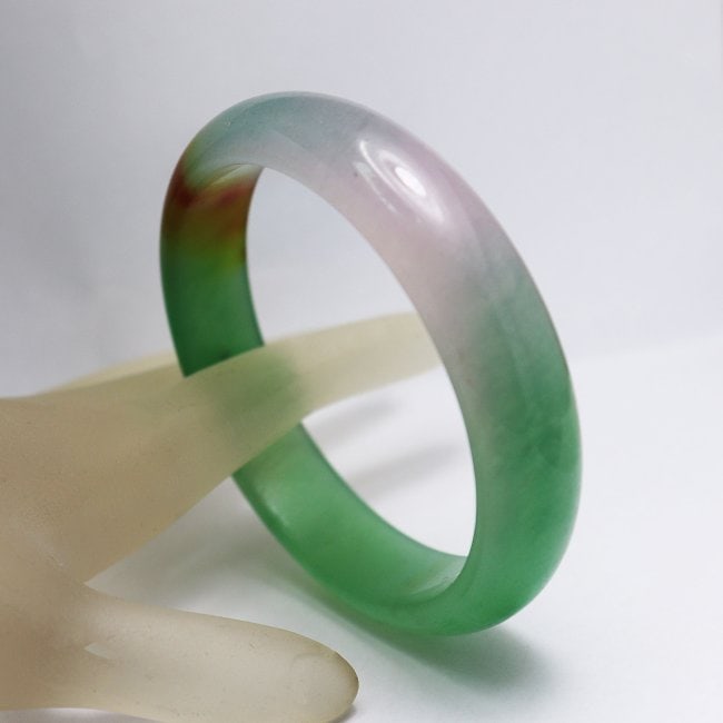 Translucent Solid Multi-Color Chinese Jade Bangle - 3