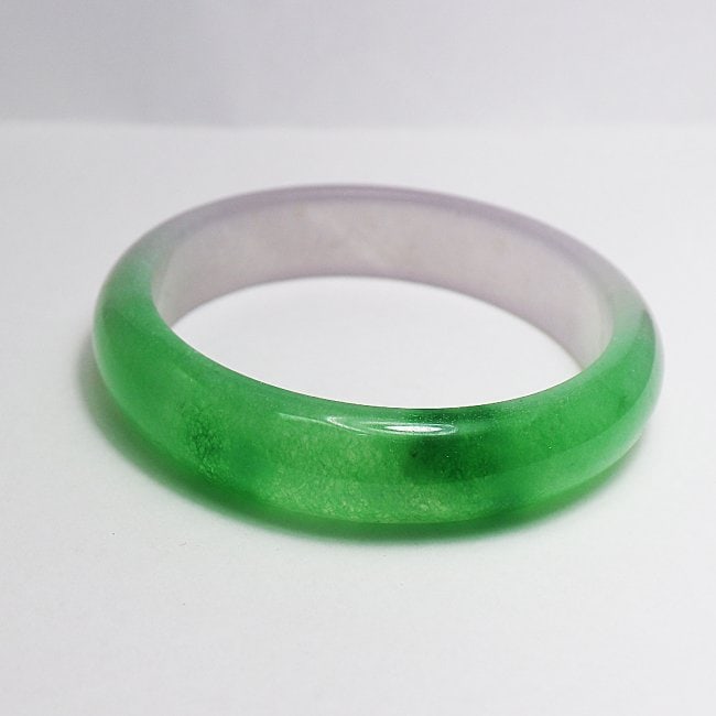 Translucent Solid Green/ Light Violet Chinese Jade Bang - 2