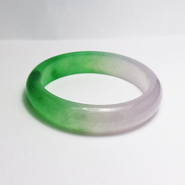 Translucent Solid Green/ Light Violet Chinese Jade Bang - 3