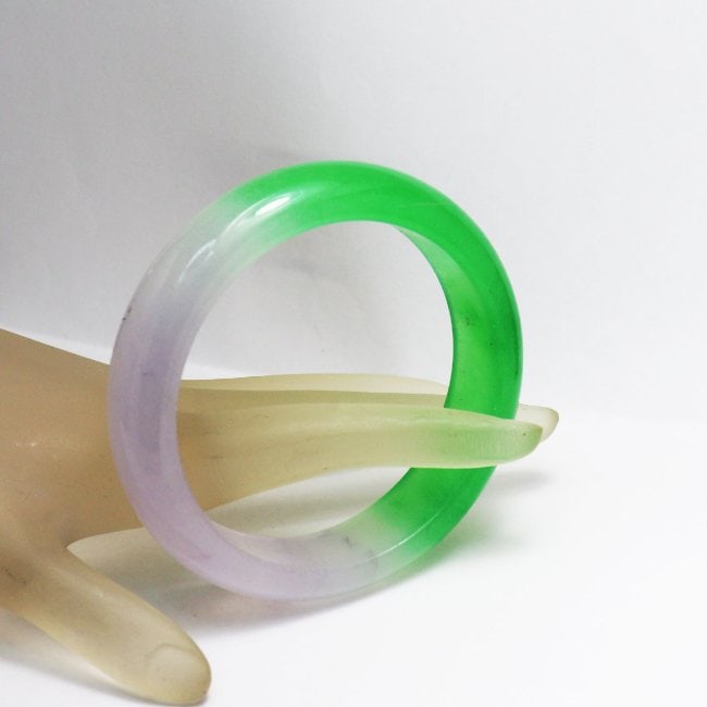 Translucent Solid Green/ Light Violet Chinese Jade - 4