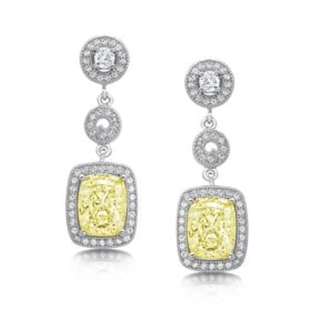 Creation Diamond/Fancy Yellow Earring 4.85Ct 18k W/g Overlay 925 (1 of 1)