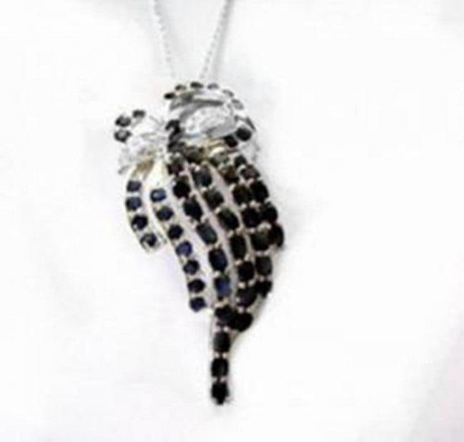 Sapphire Pendant Creation Diamond 8.65Ct 18kW/g Overlay: Gems Type: Natural Sapphire and Creation Diamond Item: Pendant (54 Pieces, Round/Oval Shape) Weight: 8.25 Carat(4x3mm to 3.5x3.5mm) Clarity: VS, Color: Blue, Treatment: Heated 16 Pieces Creation Diamo