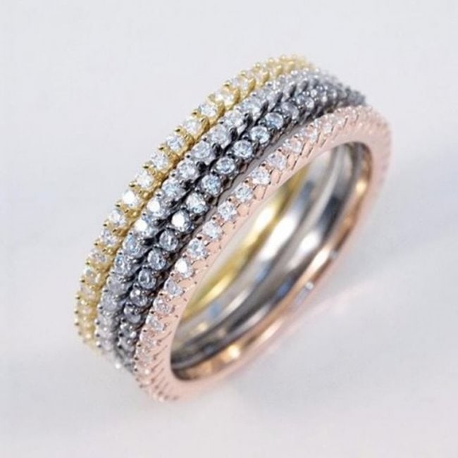 Creation Diamonds Rings 18k Multi Color: Gold Over: Creation Diamonds 4 rings high quality items Clarity: VVS Color: F Cut: Brilliant Stone: .30 carat for each ring Item: Eternity Band Quantity: 4 Setting name: Micro Pave 18k white /black Antique