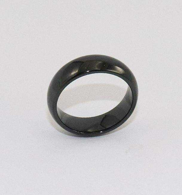 Man?s Ceramic Ring Classing Domed Size 10 Black - 2