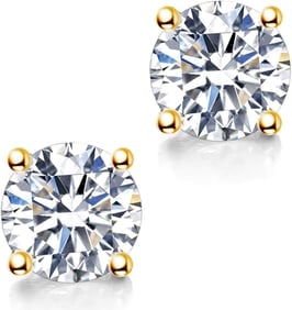 Stud Earrings Creation Diamond 8.00CT18k Y/G Overlay: Gem Type: Creation, White Diamond item: 1 pair Clarity: VS1 Color: F Weight: 8.00 Carat Stone Size: 10 mm x 10 mm x Deep 6mm Shaped: Round Brilliant Setting: 4 prong Polish: Excellent Backing:
