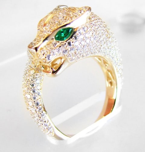 Creation Diamond Juguar Ring 3.65Ct18k Y/G Overaly (1 of 5)
