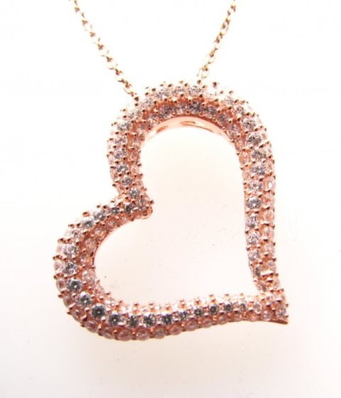 Creation Diamond Heart Pendant 1.20ct 18k R/g Over: Creation Diamond Pendant High Quality Item Quantity: 1 Item : Heart Pendant Stone: 1.20 Carat (Clarity: VS, Color: D) Setting name: Micro Pave Length: 1" inch 18k Rose gold Overlay 925 silver 925