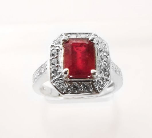 Natural Ruby: 2.14CT Diamond: .22 CT Ring W/G - 2