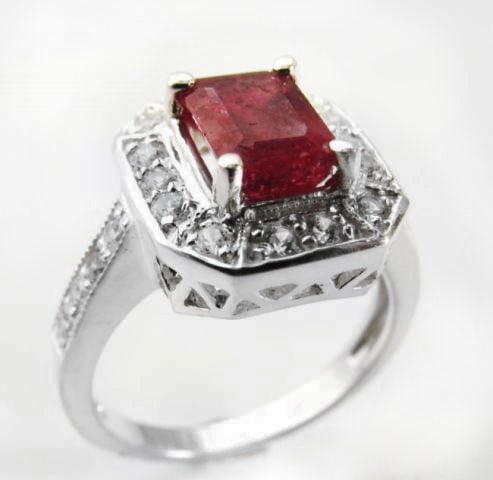 Natural Ruby: 2.14CT Diamond: .22 CT Ring W/G - 4